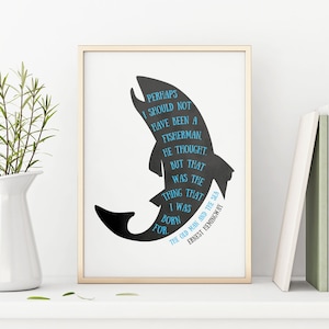 Fishing printable gift for Dad | &#39;Perhaps I should not have been a fisherman&#39; fish art print | Fisherman gift & Fishing wall decor