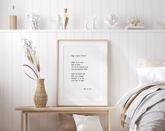 Literary gift print 'High Country Weather' by James K. Baxter | Poetry decor literature gift | Poem print typography poster | Bookish gift