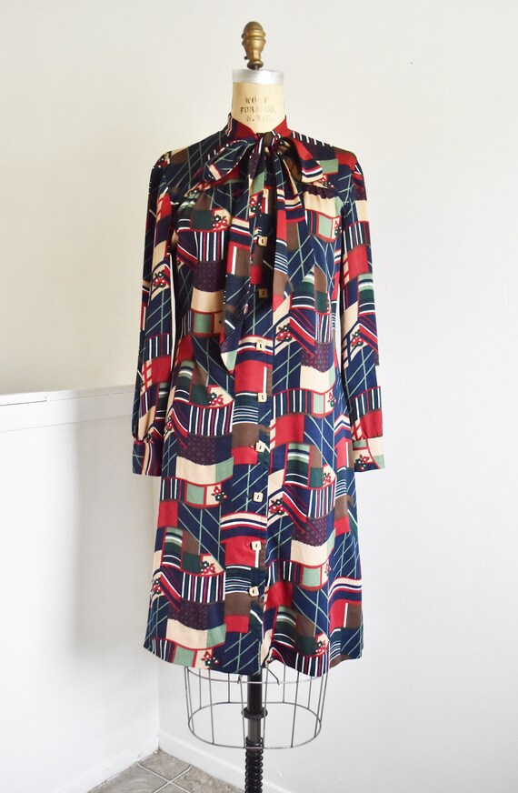 60s/70s Button Up Geo Dress VTG Medium/Large - image 2