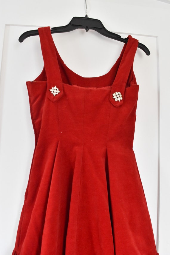 50s/60s Red Velvet JR Accent Original Cocktail Dr… - image 10