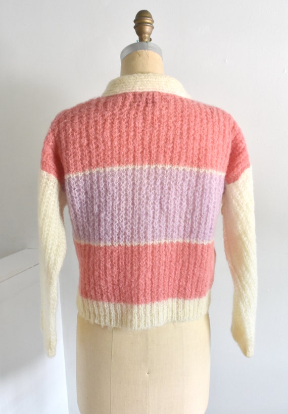 50s/60s Pastel Stripe Mohair and Wool Cardigan - image 3