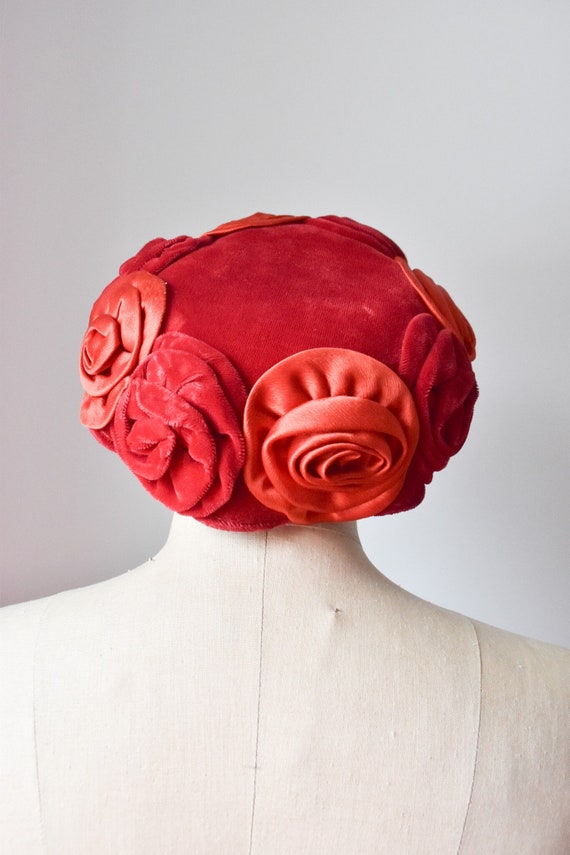 50s Red Velvet Rose Hat