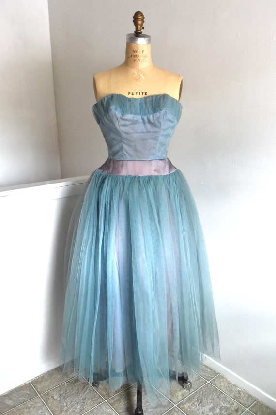 50s Tulle Purple & Blue Cupcake Cocktail Dress - … - image 2