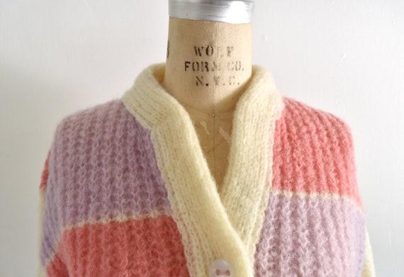 50s/60s Pastel Stripe Mohair and Wool Cardigan - image 5