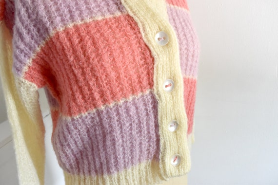 50s/60s Pastel Stripe Mohair and Wool Cardigan - image 4