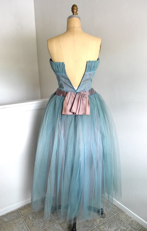 50s Tulle Purple & Blue Cupcake Cocktail Dress - … - image 4