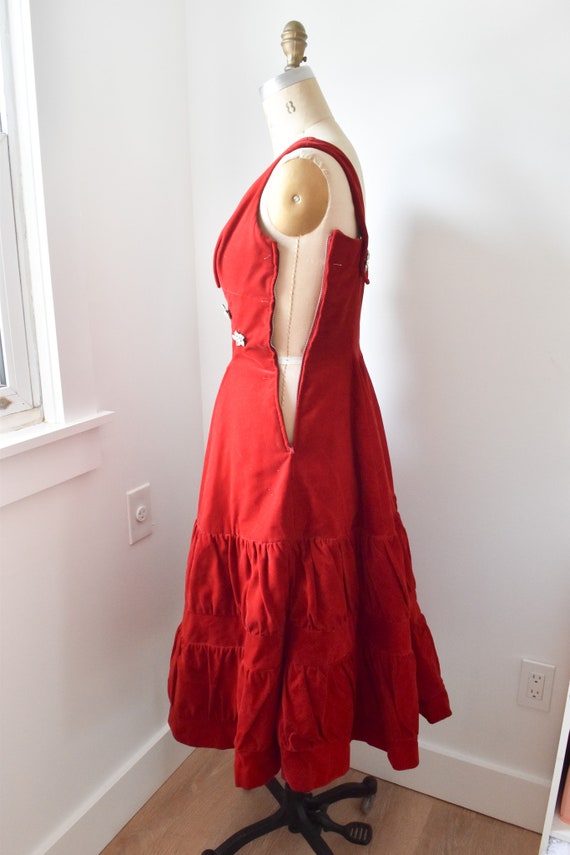 50s/60s Red Velvet JR Accent Original Cocktail Dr… - image 3