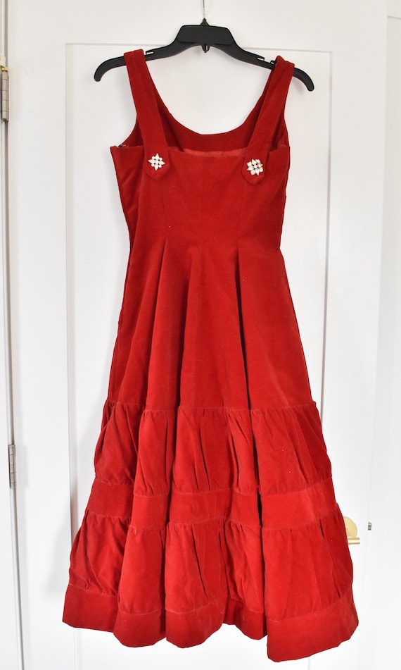 50s/60s Red Velvet JR Accent Original Cocktail Dr… - image 9