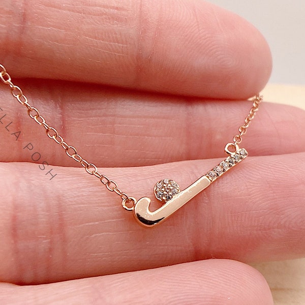 Dainty Tiny Field Hockey Necklace / Field Hockey Stick Pendant / Field Hockey Jewelry / Gift for Field Hockey Girl / Ladies Field Hockey