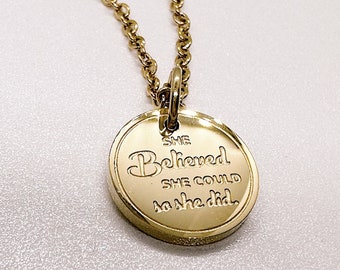 She Believed She Could So She Did Necklace | Encouragement Gift | Hypoallergenic and Tarnish-Resistant