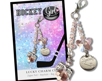 Hockey Keepsake Clip for Backpack, Gear Bag, or Keychain - Made in the USA