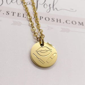Gift for Makeup Lover | Makeup Artist Necklace | Lips Pendant - Hypoallergenic and Tarnish-Resistant