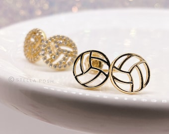 Petites puces d'oreilles volleyball - Argent sterling .925 hypoallergéniques et résistantes à la ternissure