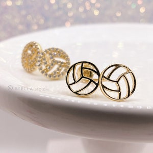 Tiny Volleyball Stud Earrings - .925 Sterling Silver Hypoallergenic and Tarnish Resistant