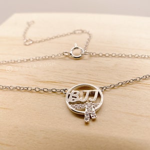 Tiny Dainty Jiu Jitsu Necklace - BJJ Gift for Her - .925 Sterling Silver Hypoallergenic and Tarnish-Resistant