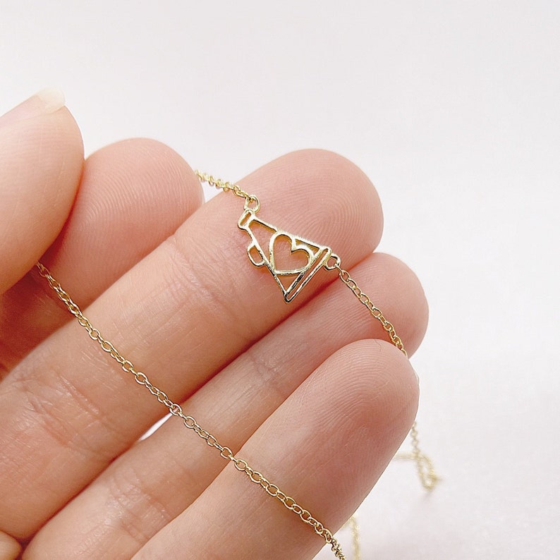 Dainty Cheer Megaphone Necklace / Cheerleader Gift / Cheer Etsy