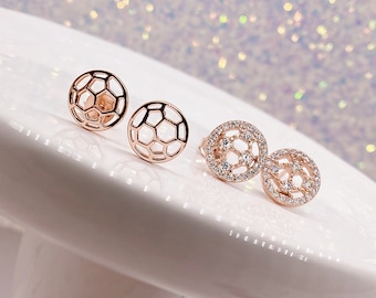 Tiny Soccer Ball Earrings - Gift for Soccer Player - .925 Sterling Silver Hypoallergenic and Tarnish Resistant