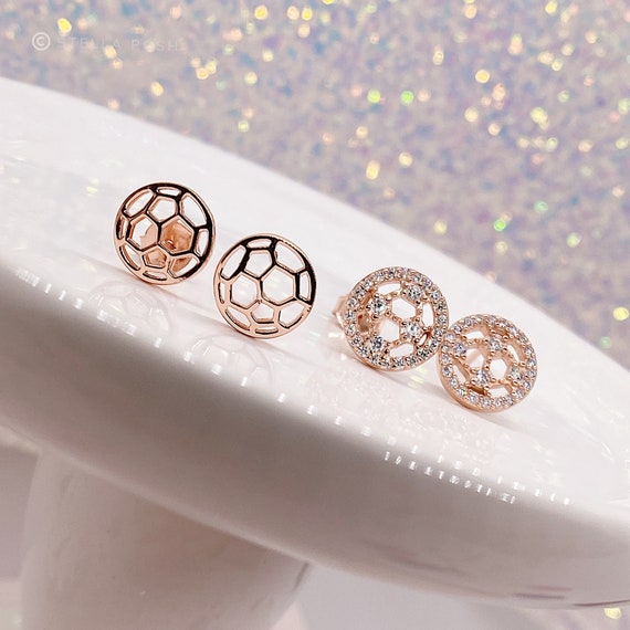Tiny Soccer Ball Earrings - Gift for Soccer Player - .925 Sterling Silver Hypoallergenic and Tarnish Resistant