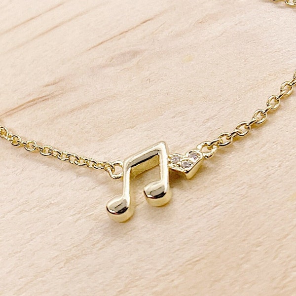 Tiny Music Note Necklace / Dainty Music Note Pendant / Gift for Musician / Music Teacher Gift / Choir Gift / School Band Gift / Music Charm