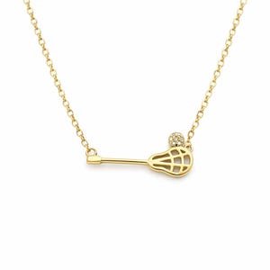 Tiny Lacrosse Necklace - Gift for Lacrosse Player - 18k Gold-Plated and Nickel-Free