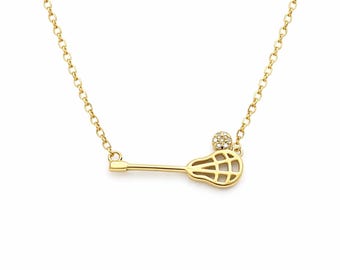 Tiny Lacrosse Necklace - Gift for Lacrosse Player - 18k Gold-Plated and Nickel-Free