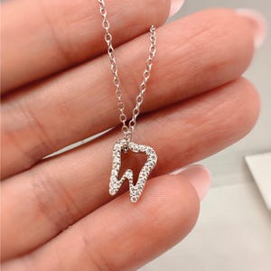 Dainty Tooth Pendant Necklace - .925 Sterling Silver Hypoallergenic and Tarnish Resistant
