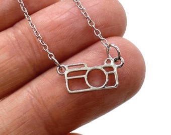 Tiny Camera Necklace | Gift for Photographer - .925 Sterling Silver Hypoallergenic and Tarnish Resistant