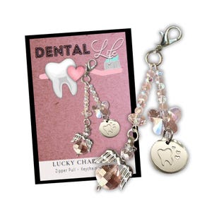 Dental Office Gifts | Tooth Charm Clip for Keychain, Bag, Lanyard, Desk - Dental Hygienist Gift or Dental Assistant Gift