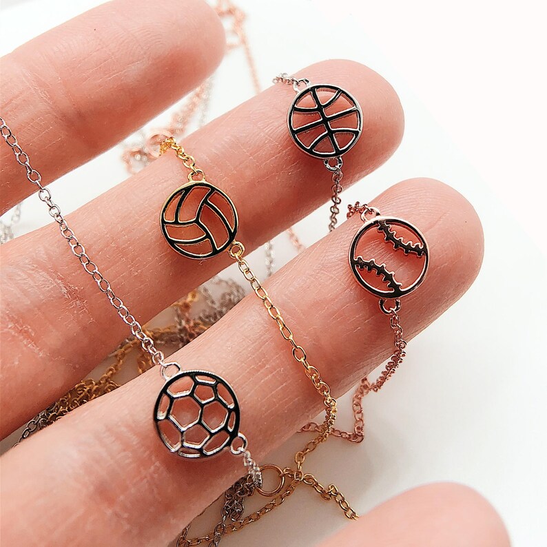 Dainty Sports Necklace / Volleyball Necklace / Softball Etsy