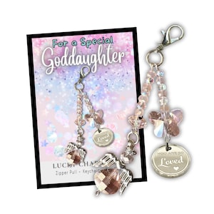 Custom Gift for Goddaughter - Keepsake Charm Clip for Backpack, Keychain, Lanyard, Purse, or Gear Bag