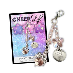 Gift for Cheer Team or Cheer Coach | Cheerleader Pom Gifts - Charm Clip for Gear Bag, Keychain, Purse, Backpack - Made in the USA