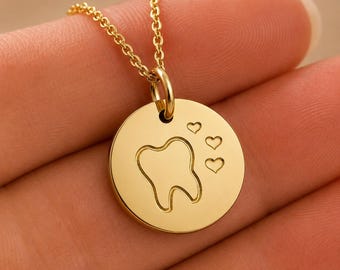 Zahn Anhänger Halskette | Zahnpflege Geschenk - hypoallergen und anlaufgeschützt