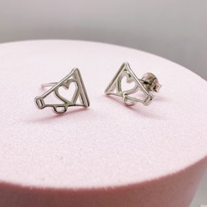 Tiny Cheer Megaphone Earrings - Cheerleader and Pom Gifts - .925 Sterling Silver Hypoallergenic and Tarnish Resistant