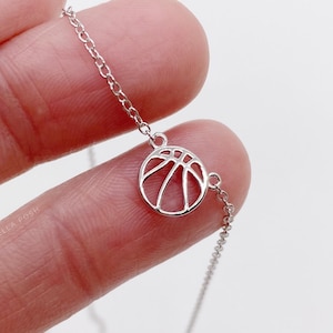 Dainty Tiny Basketball Necklace - .925 Sterling Silver Hypoallergenic and Tarnish Resistant