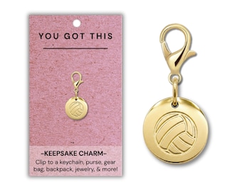 Volleyball Charm - Keepsake Clip, 18K Gold Plated Sports Charms