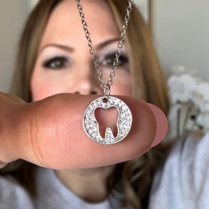 Tooth Necklace - Dental Gifts for Her - .925 Sterling Silver Hypoallergenic and Tarnish-Resistant