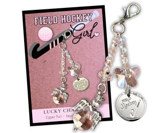 Field Hockey Player Gift - Field Hockey Keychain Bag Clip - Made in the USA - Girl's Field Hockey Team Gift