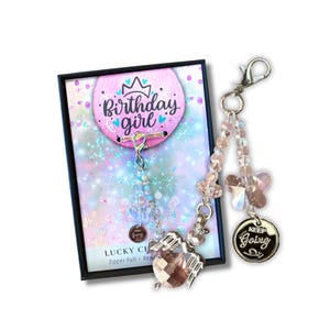 Cadeau d'anniversaire personnalisé pour elle - Charm clip pour porte-clés, sac, sac à main, lanière