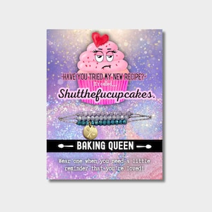 Geschenk für Bäckerin - Cupcake Baking Queen Armband-Set - Löffel und Schneebesen Anhänger