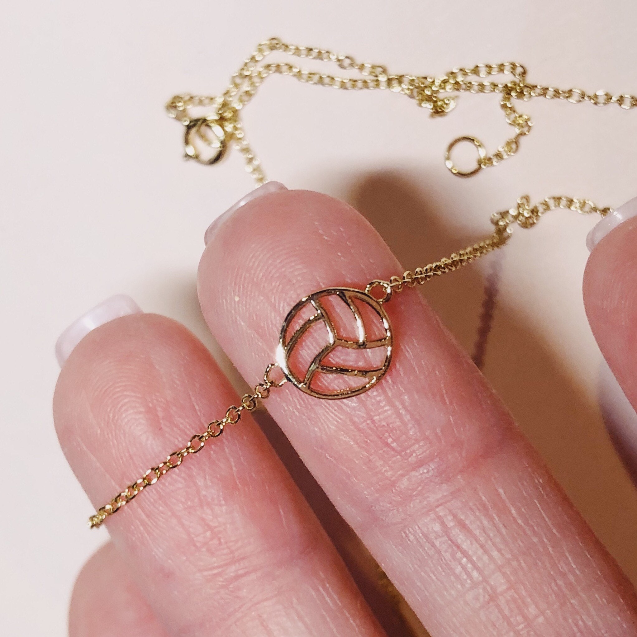 Dainty 14K Plated Volleyball Necklace