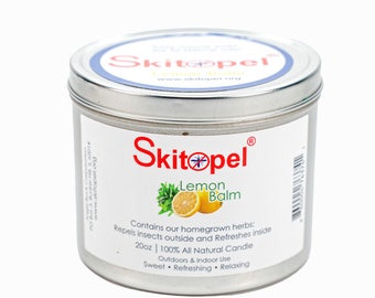 Skitopel 20oz All Natural Lemon Balm Candle - Repels Mosquitos - Indoor & Outdoor Use
