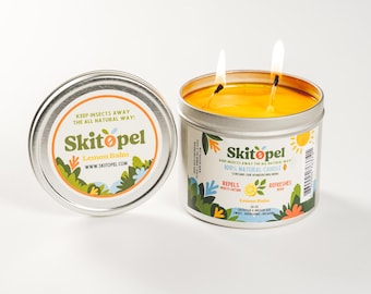 Skitopel 20oz All Natural Lemon Balm Candle - Repels Mosquitos - Indoor & Outdoor Use