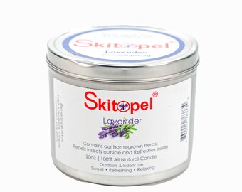 Skitopel 20 oz All Natural Lavender Candle - Repels Mosquitos - Indoor & Outdoor Use