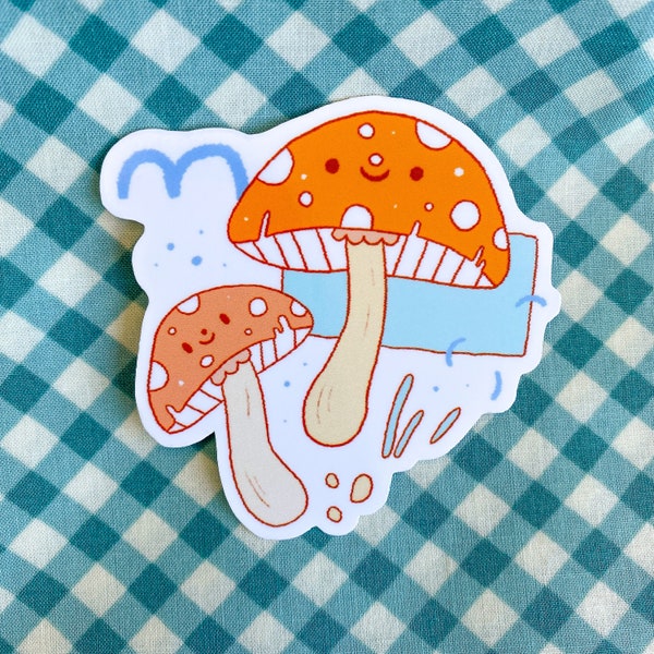 Mushroom Sticker - Shroom Friend - Funghi Fungi Fungus - Amanita muscaria - Fall Autumn - Cute Kawaii Laptop Water Bottle Sticker