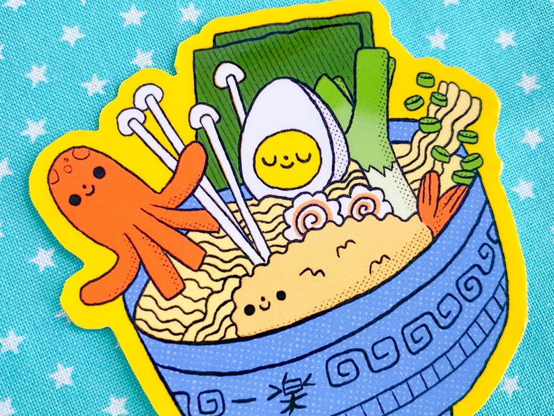 Comfort Ramen Sticker Comfort food, Lamen Ramen Noodles, Asian Food, Seafood, Miso Soup, Enoki, Seaweed Cute Kawaii Laptop Water Bottle image 2