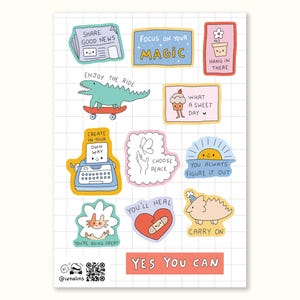 Kindness Self Love Sticker Sheet Therapy Inspired Gentle Reminders Emotional Wellness Healing Vibes Positive Notes Healing Words Emotional