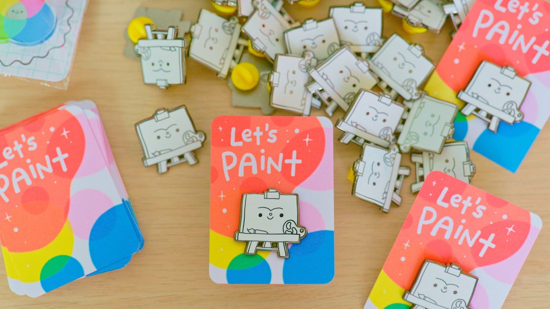 Let's Paint Enamel Pin art Easel Painter Artist Paintbrush Creative