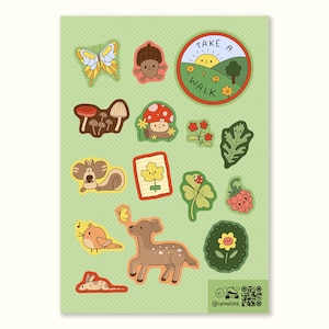 Naklejka na spacer Piesze wycieczki Przyroda Zwierzęta Szlaki Drzewa Leśna przygoda Na zewnątrz Rośliny Grzyby Flora Fauna Las Jeleń Dąb