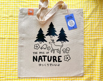 The Pace Of Nature Tote Bag - canvas reusable shopping camping woods peaceful take your time summer flora spring fauna cute woodland animals