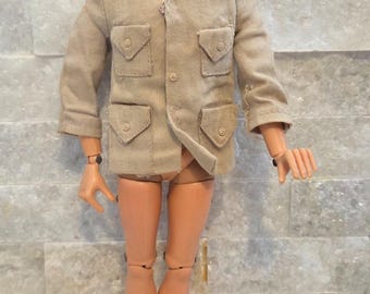 Vintage G.I. Joe Doll 1964 Hasbro Flocked Hair Beard 12"